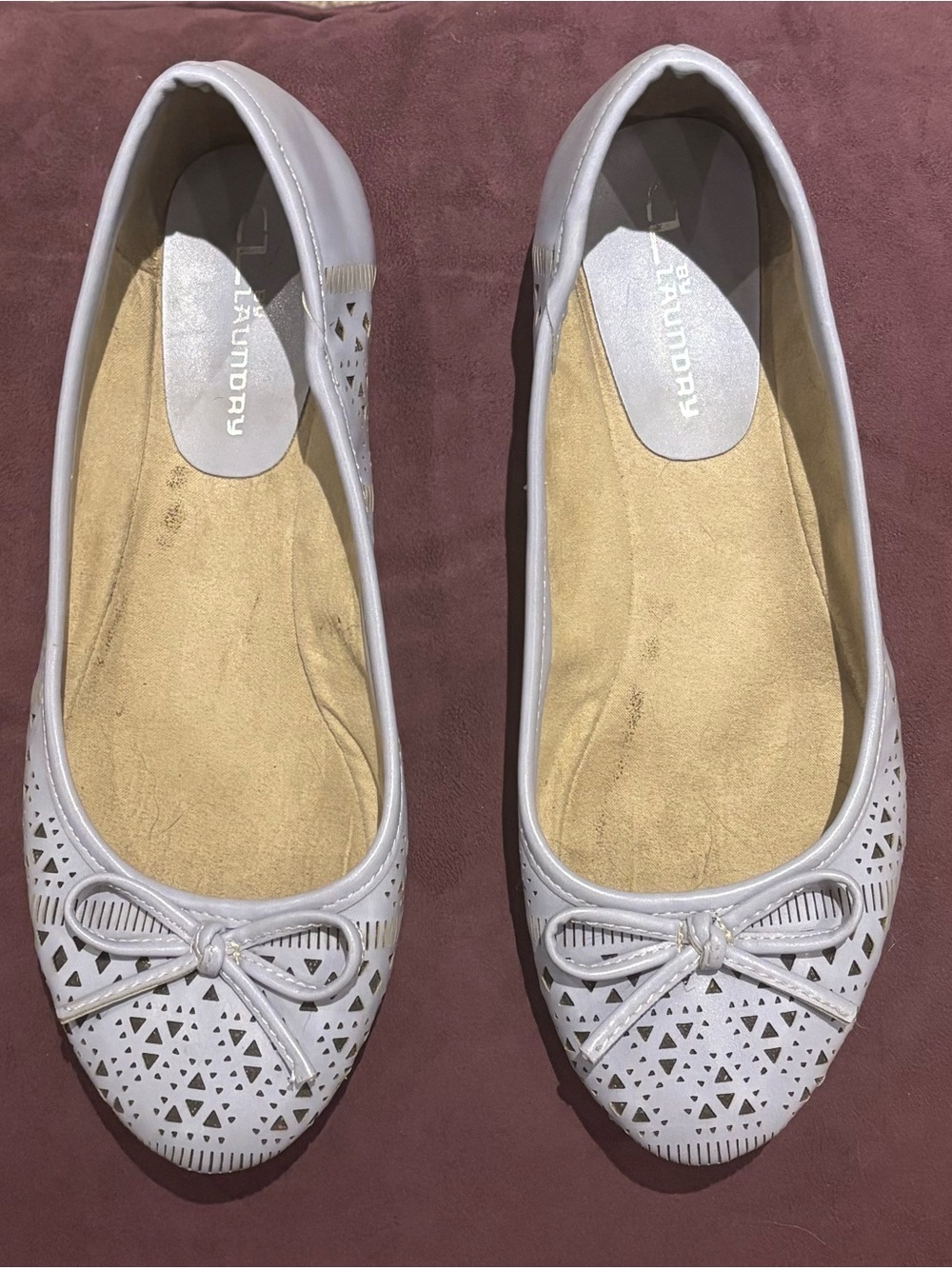 CL by Chinese Laundry White Laser-Cut Bow Ballet Flats